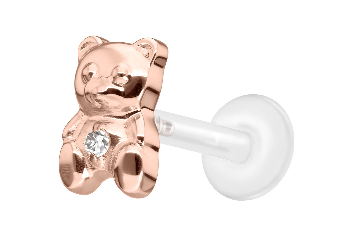 PTFE Labret Piercing mit Innengewinde + Titan-Aufsatz TEDDYBÄR